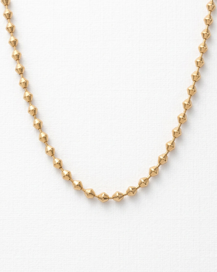 Dainty Triangle Bead Chain Necklace | Gold