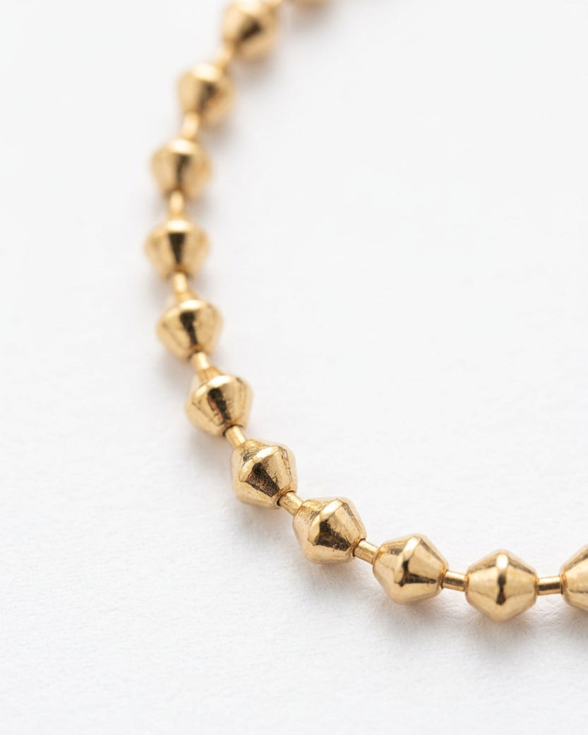 Dainty Triangle Bead Chain Necklace | Gold