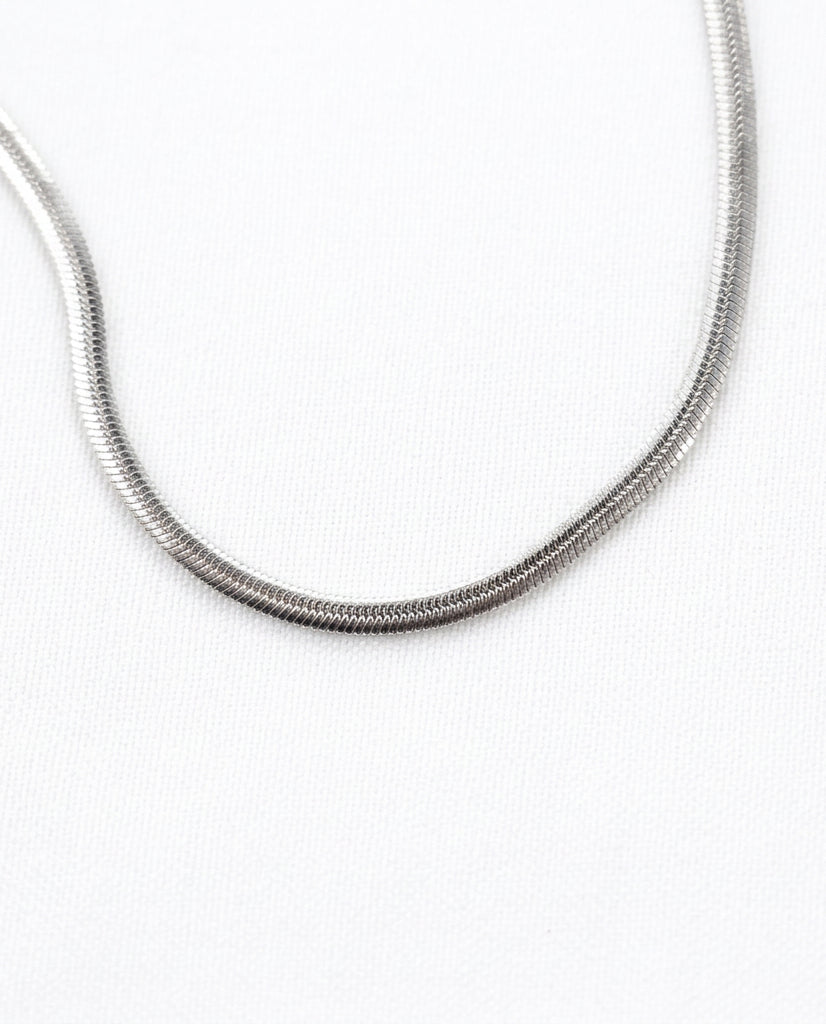 Dainty Flat Snake Chain Necklace | Silver