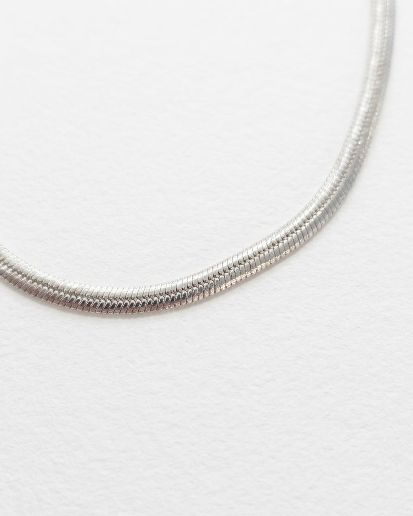 Dainty Flat Snake Chain Necklace | Silver