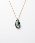 Teardrop Faceted Labradorite Necklace | Gold
