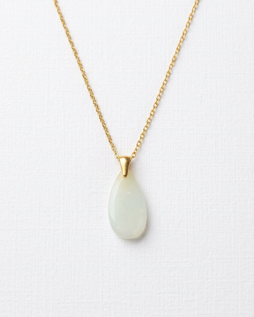 Teardrop Faceted Amazonite Necklace | Gold