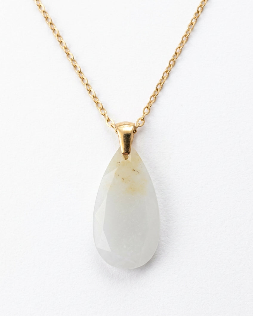 Teardrop Faceted Amazonite Necklace | Gold