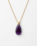 Teardrop Faceted Amethyst Necklace | Gold