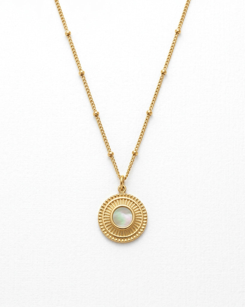 Mother of Pearl Sun Necklace | Gold