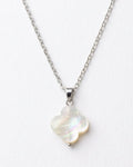 Dainty Clover Mother of Pearl Necklace | Silver