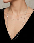 Dainty Long Satellite Chain Necklace | Silver