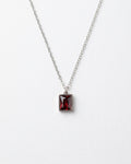 Embun Red Rectangle Zircon Necklace | Silver