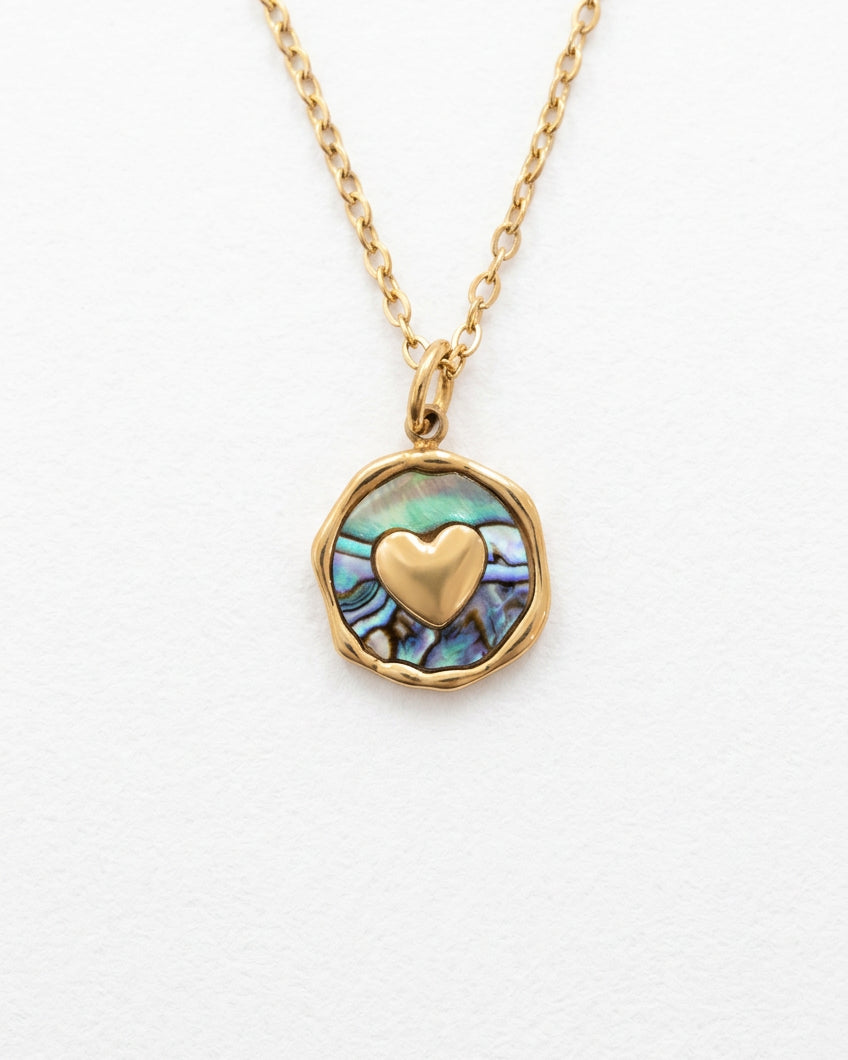 Heart Abalone Shell Necklace | Gold