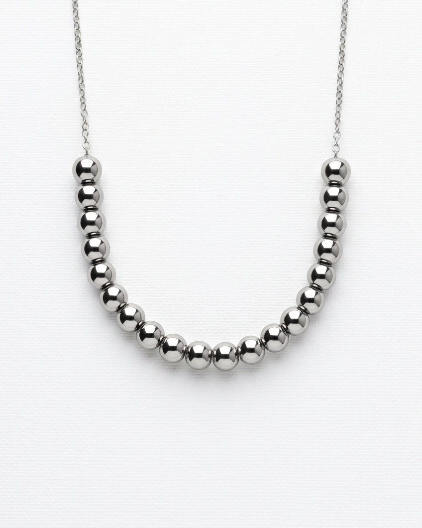 Sphere Bead Necklace | Silver