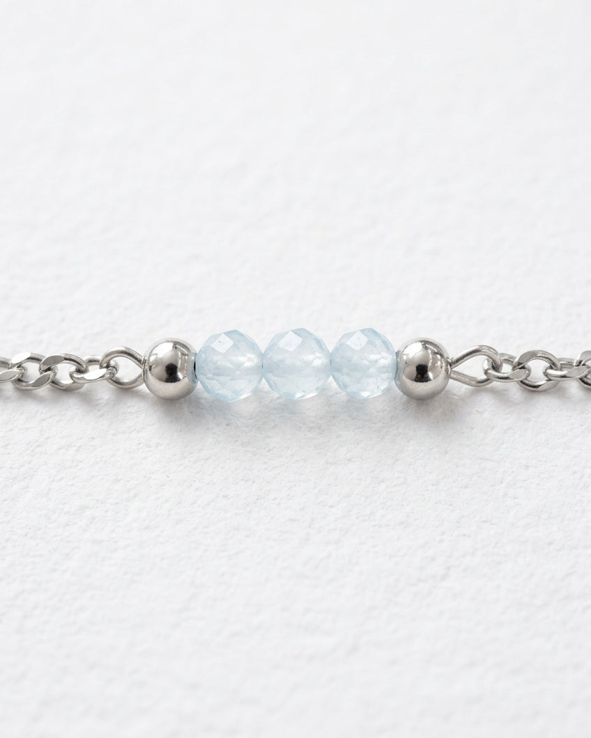 Aquamarine Cuban Chain Bracelet | Silver