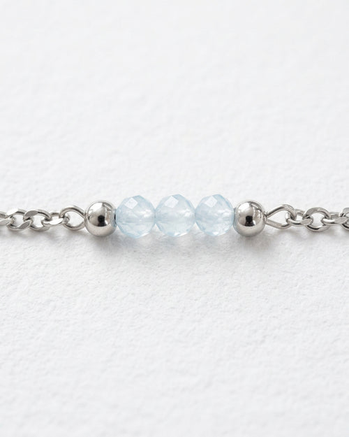 Aquamarine Cuban Chain Bracelet | Silver