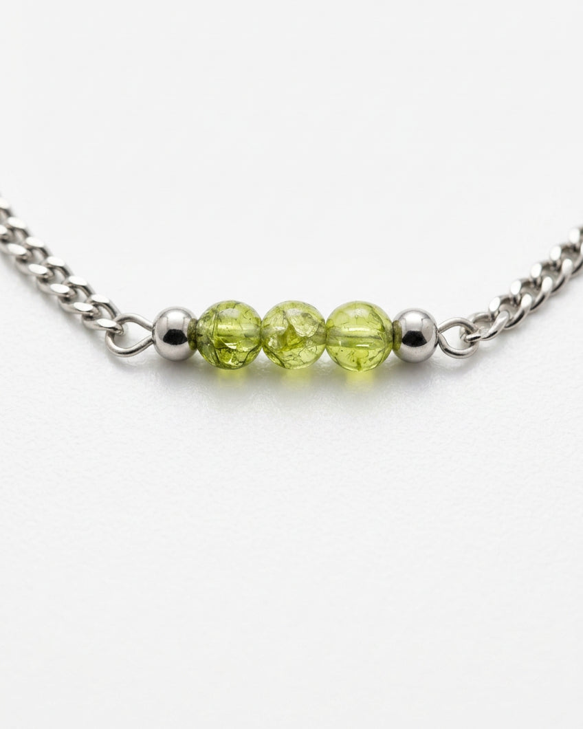 Peridot Cuban Chain Bracelet | Silver