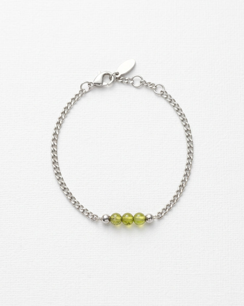 Peridot Cuban Chain Bracelet | Silver