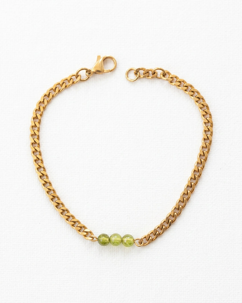 Peridot Cuban Chain Bracelet | Gold