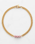 Rhodonite Cuban Chain Bracelet | Gold