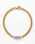 Amethyst Cuban Chain Bracelet | Gold