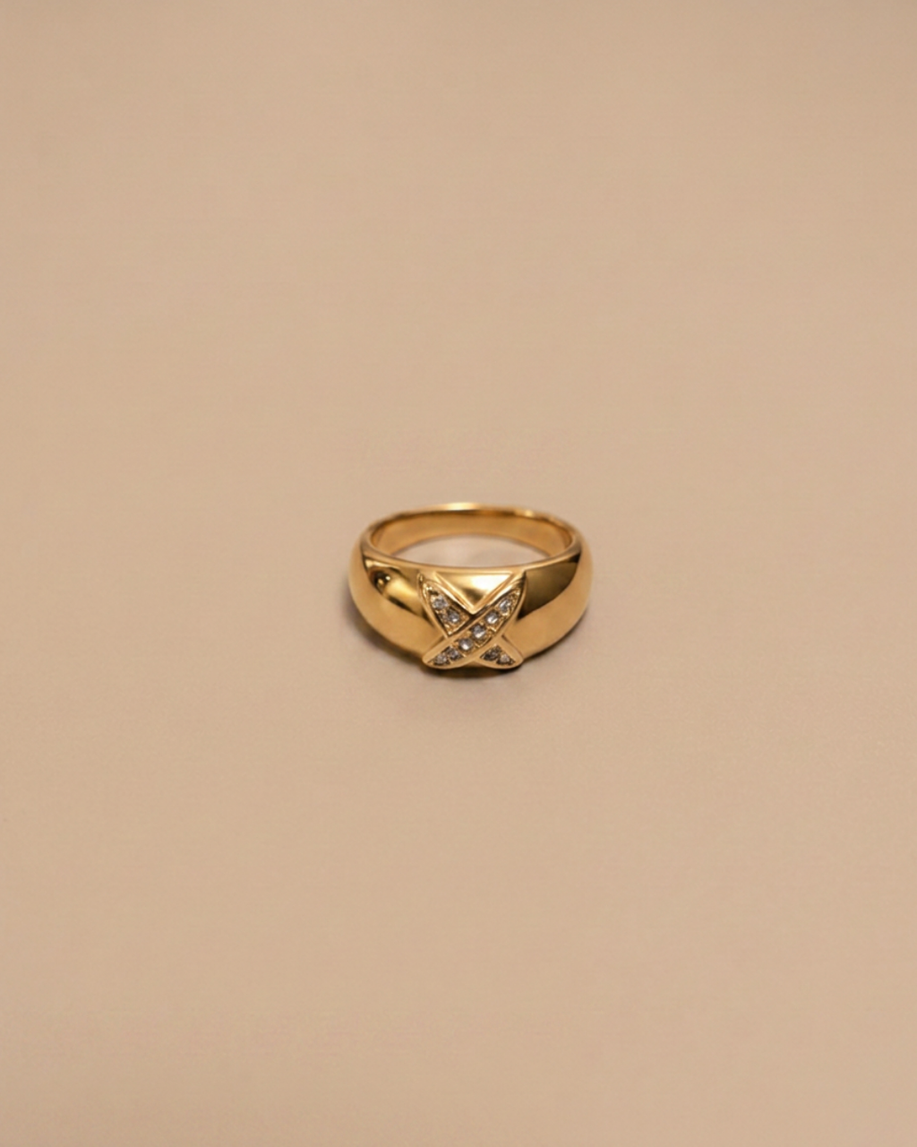 X Chunky Zircon Ring | Gold