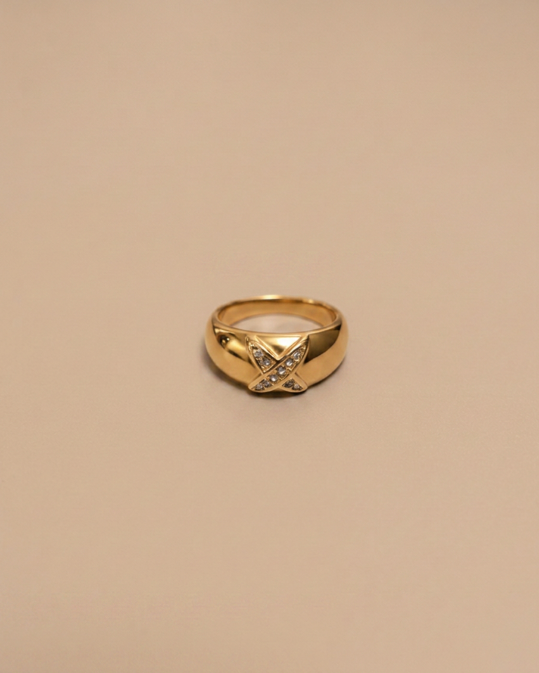X Chunky Zircon Ring | Gold