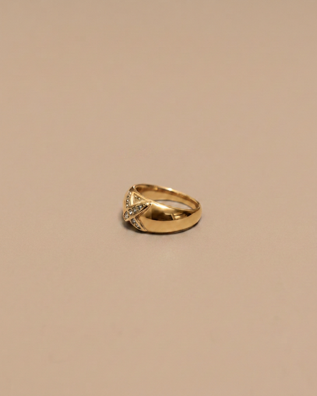 X Chunky Zircon Ring | Gold