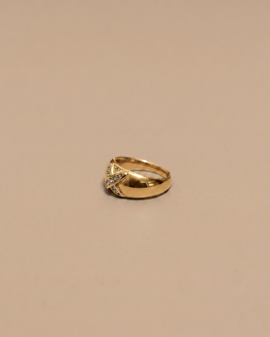 X Chunky Zircon Ring | Gold