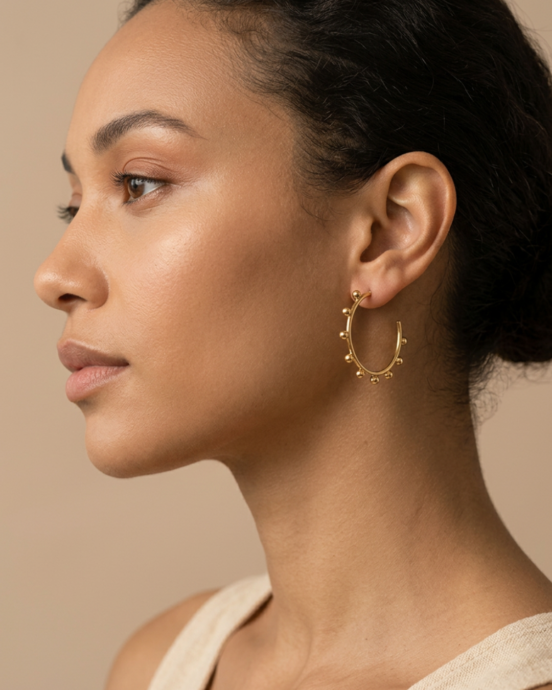 Beaded Hoop | Gold