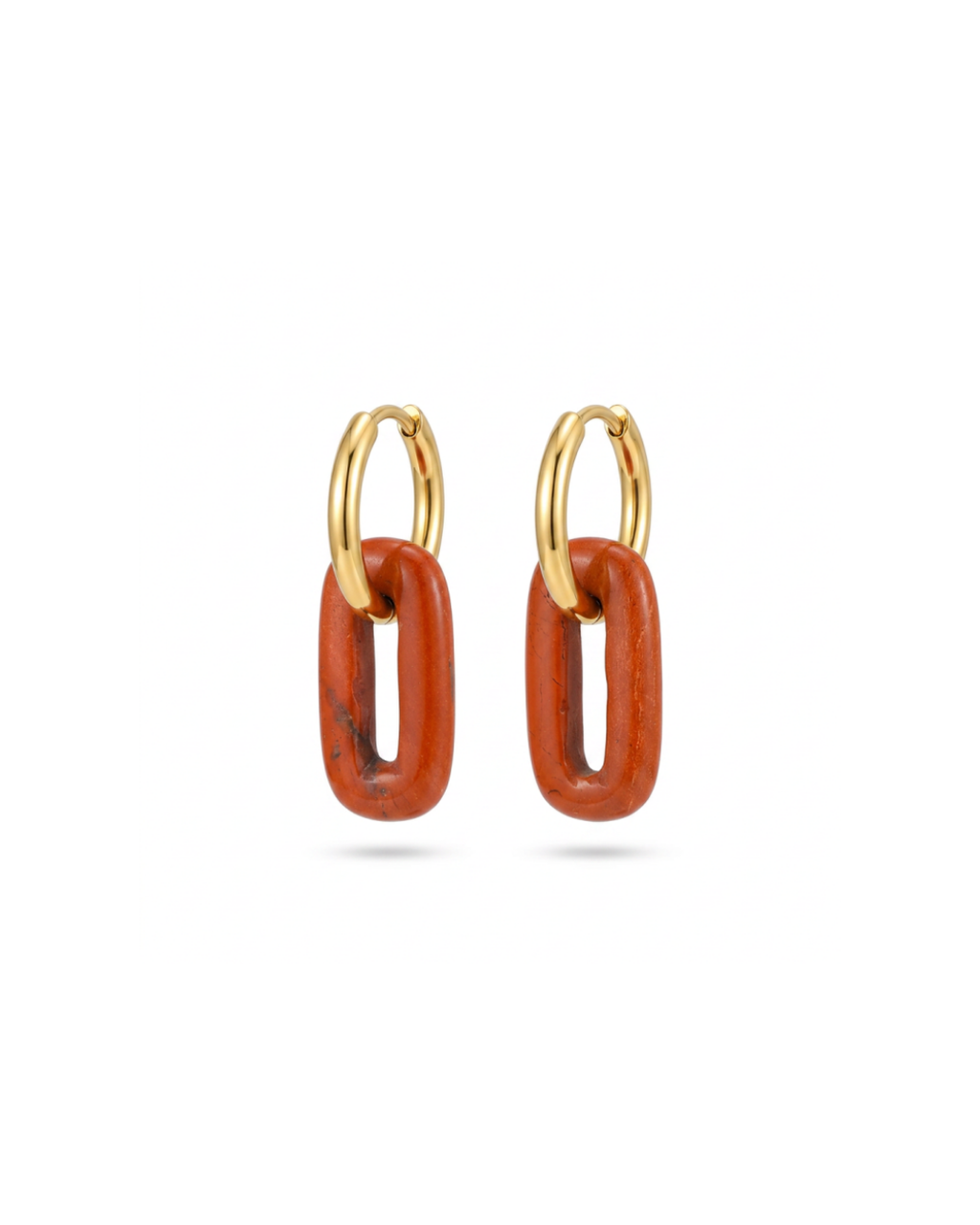 Red Jasper Oval Removable Earring | Gold