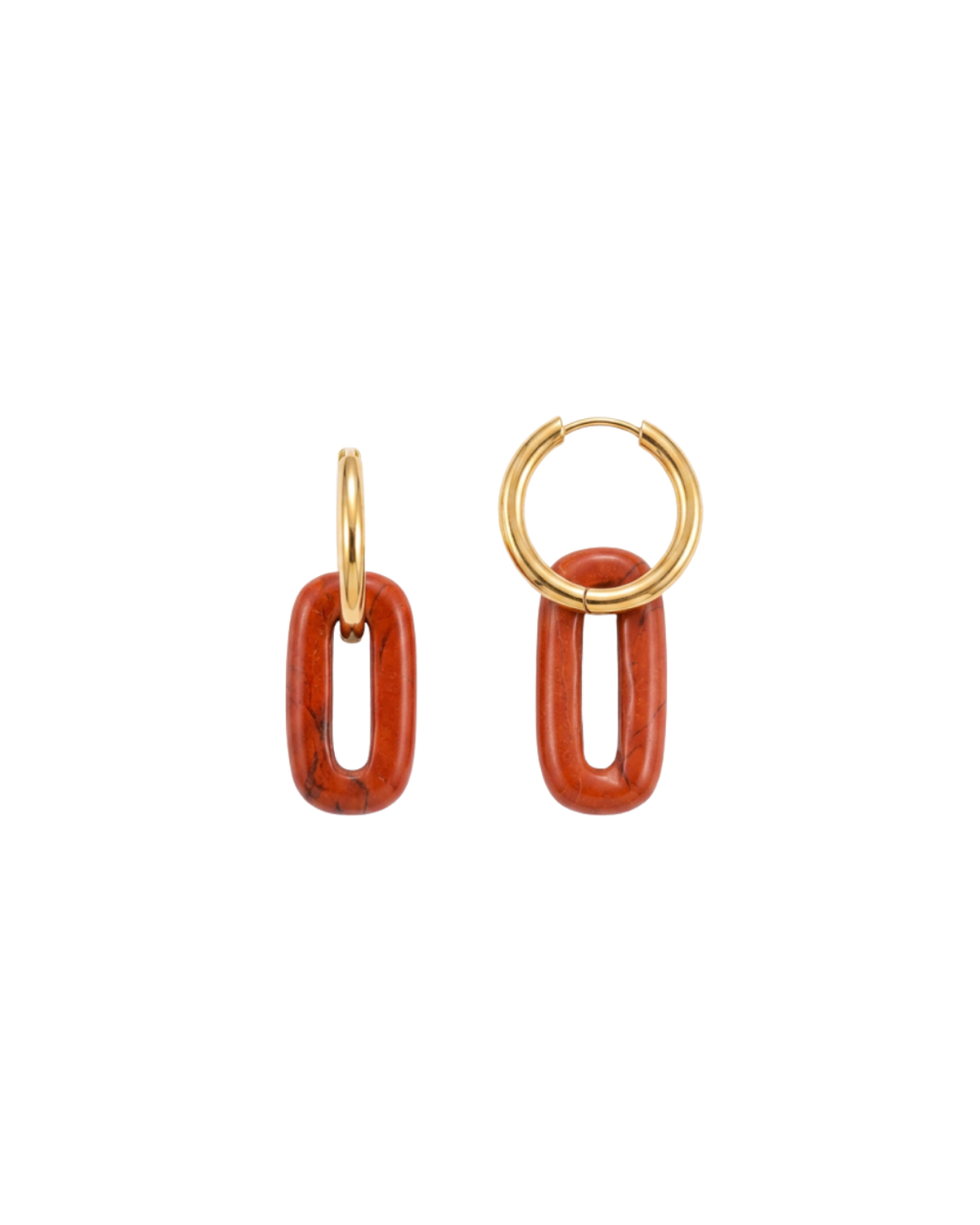 Red Jasper Oval Removable Earring | Gold