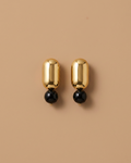 Obsidian Mirror Stud Earring | Gold