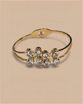 Flower Zircon Cuff Bangle | Gold