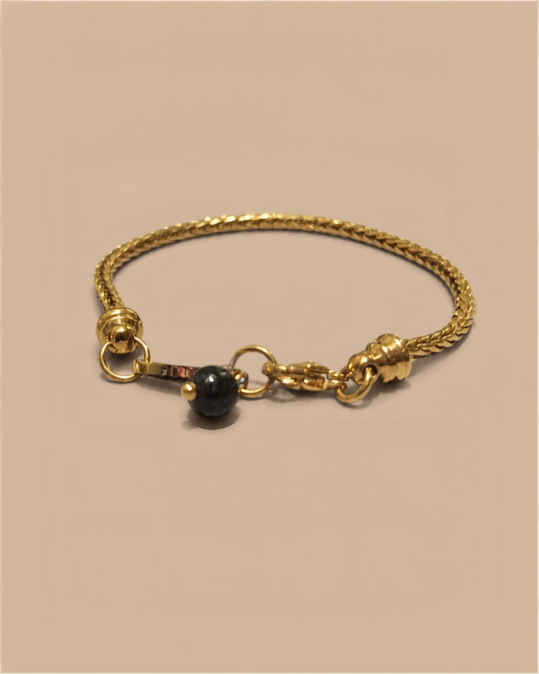 Wheat Link Bracelet with Jadeite | Gold