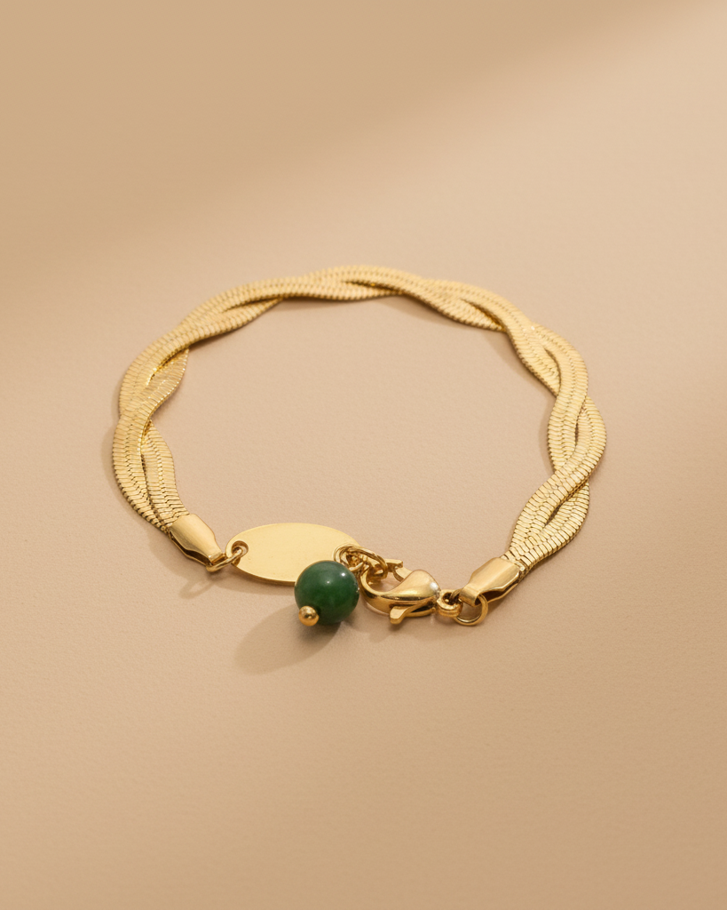 Intertwined Bracelet with Jadeite | Gold