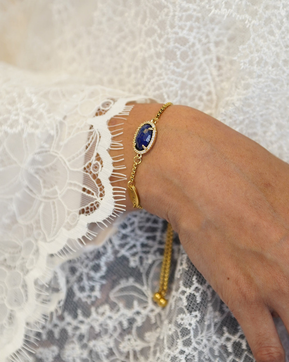 Terindah Lapis Lazuli Slide Bracelet | Gold