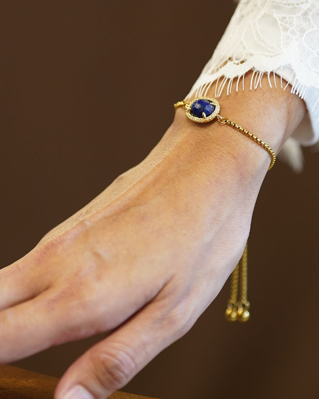 Terindah Lapis Lazuli Slide Bracelet | Gold