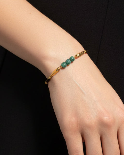 Jadeite Bar Link Bracelet | Gold