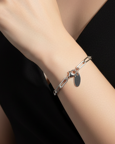 Thick Paperclip Bracelet | Silver