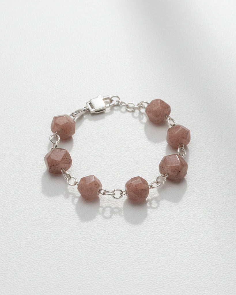 Bloom Statement Strawberry Quartz Bracelet | Silver