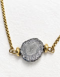 Raw Quartz Grey Slide Bracelet | Gold