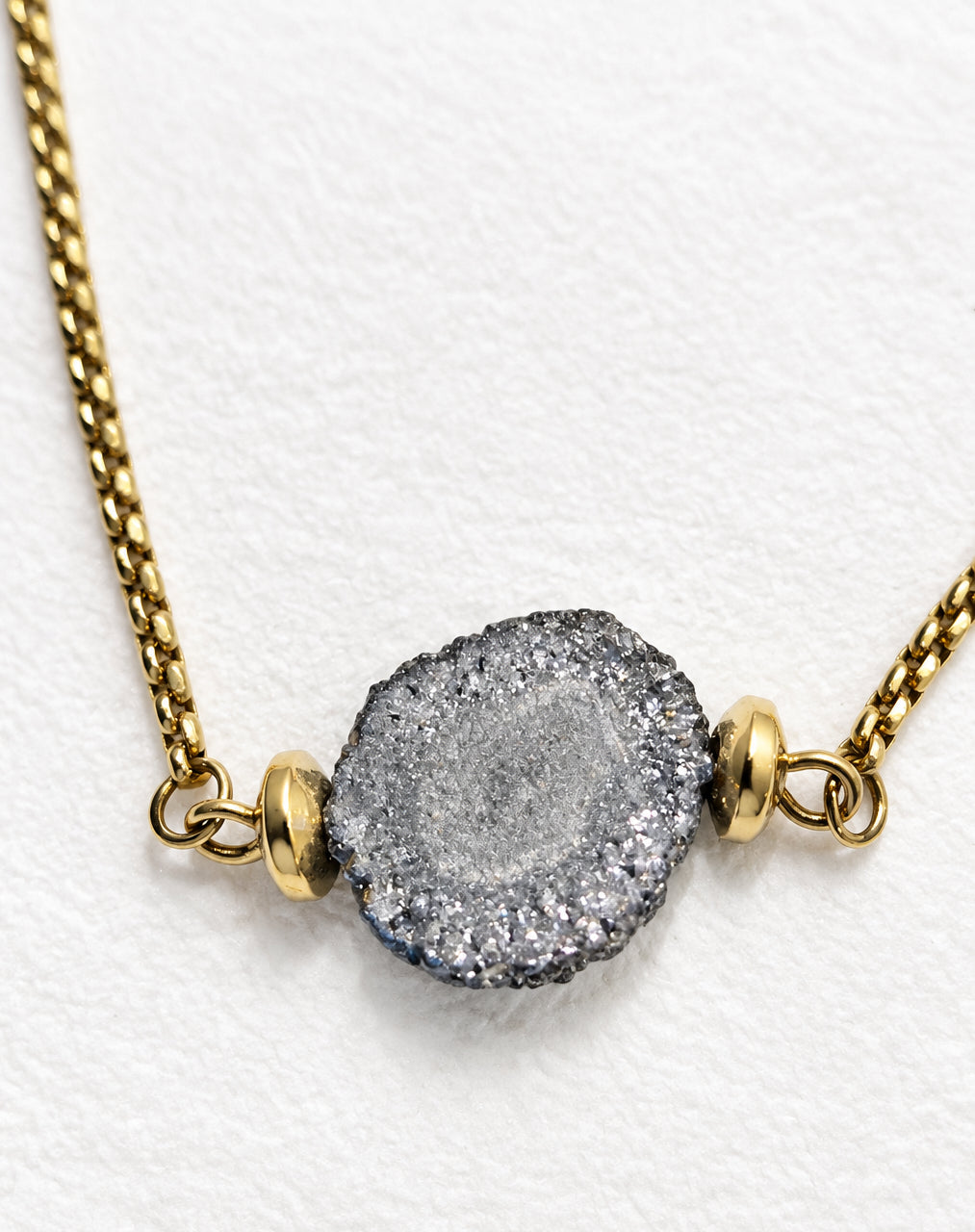 Raw Quartz Grey Slide Bracelet | Gold