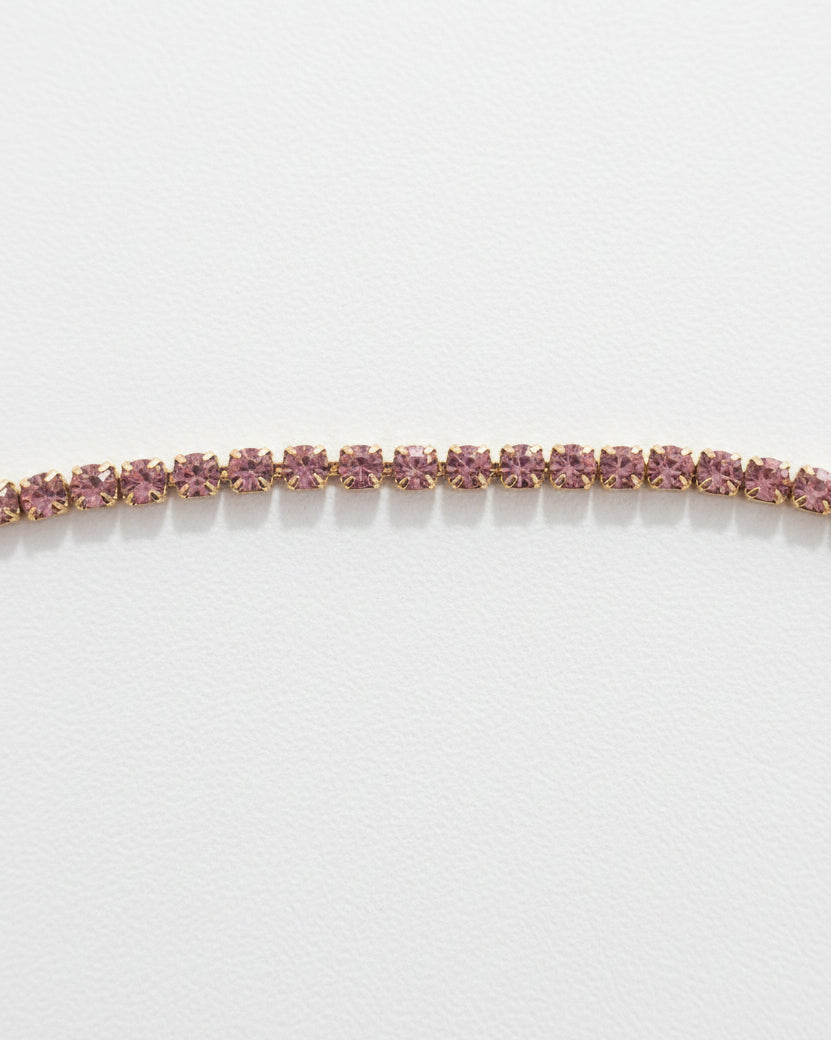 Dainty Embun Light Pink Diamante Bracelet | Gold
