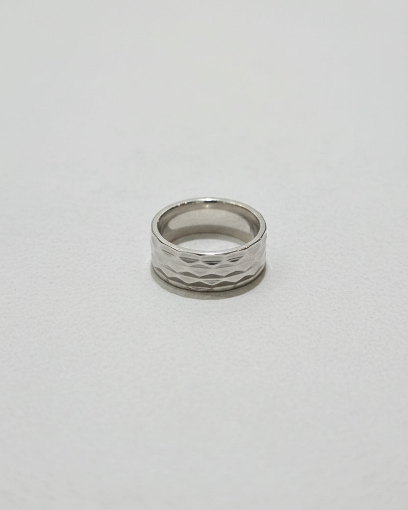 Mirror Textured Plain Ring | Silver