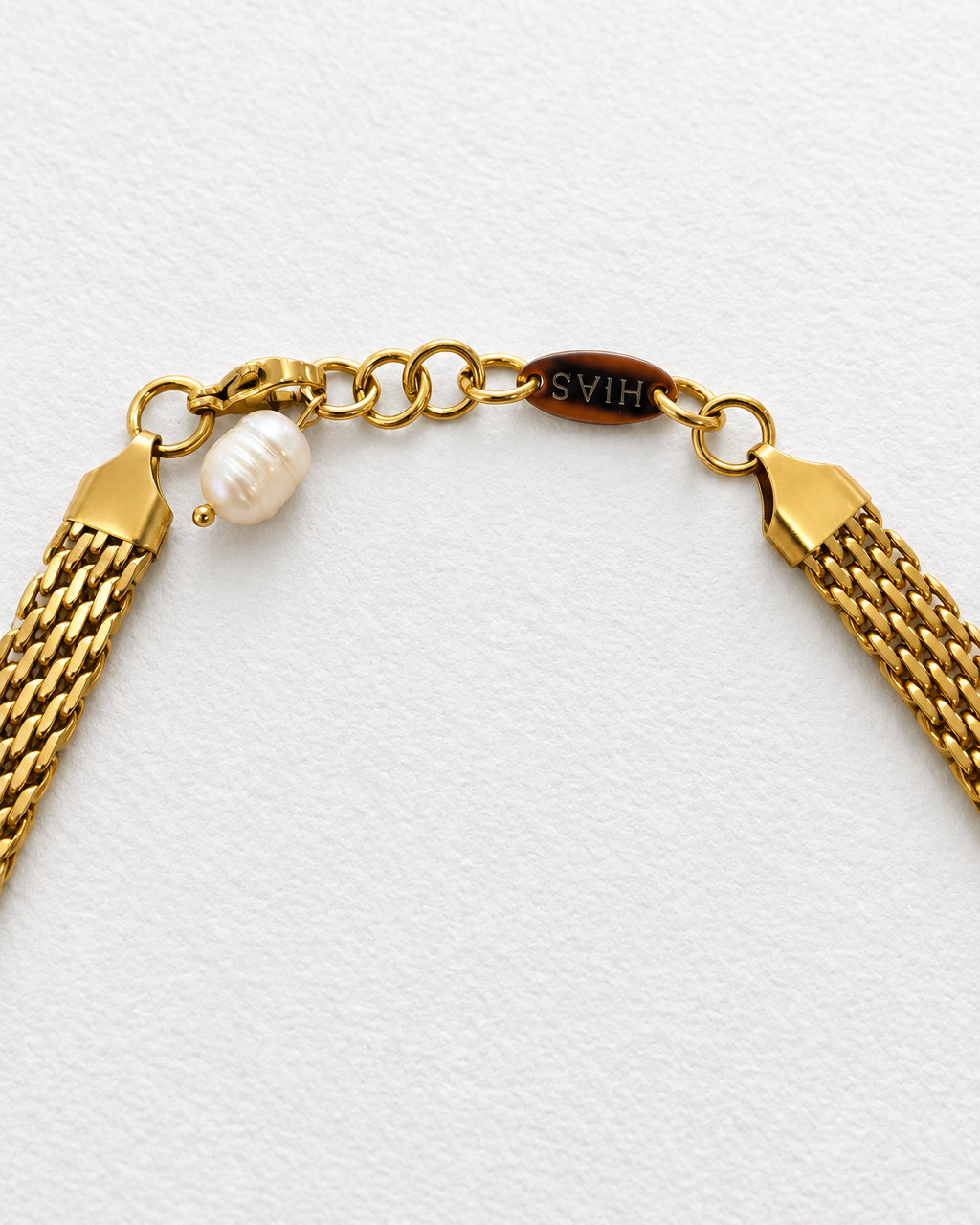 Weave Chain Necklace with Pearl | Gold