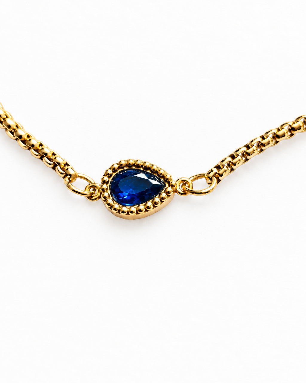 Dainty Zircon Blue Slide Bracelet | Gold