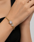 Lilac Zircon Square Slide Bracelet | Gold