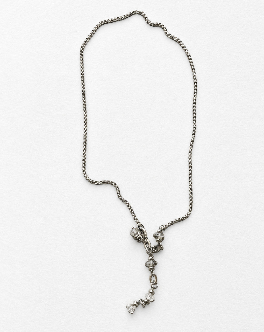 Herkimer Diamond Lariat Necklace | Silver