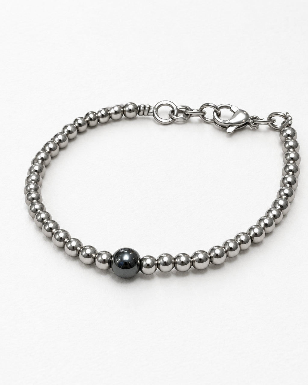 Hematite Metal Bead Bracelet | Silver