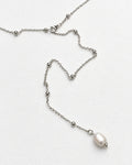Pearl Lariat Bead Necklace | Silver