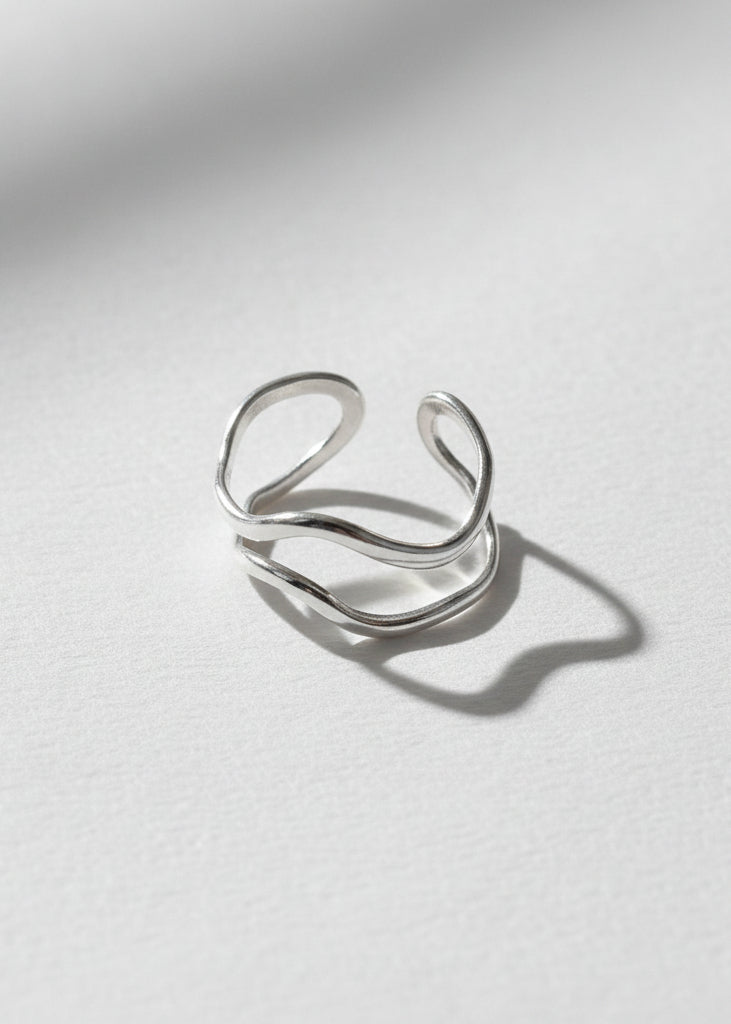 Dual Layer Adjustable Ring | Silver