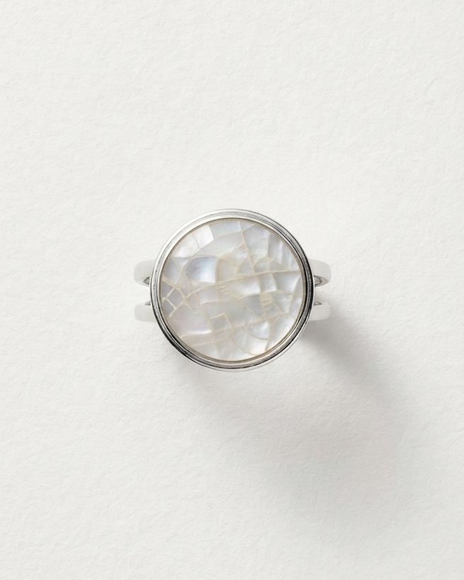 Mosaic Mother of Pearl Statement Ring | Silver