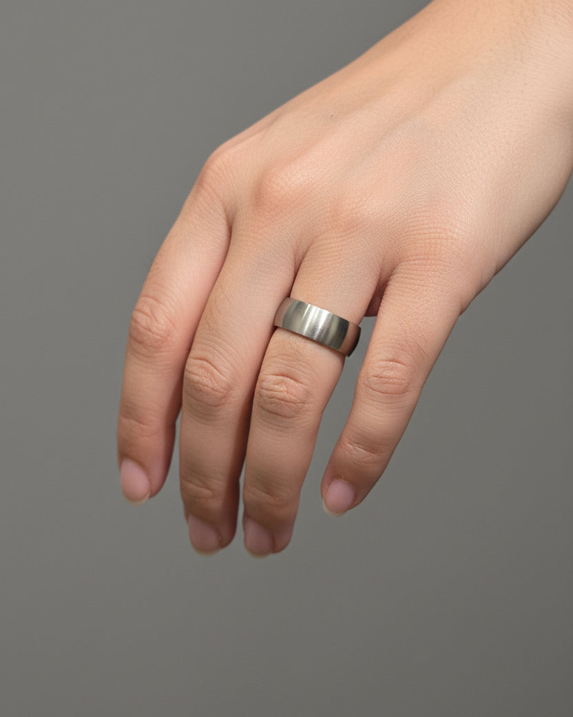 Matte Brushed Plain Ring | Silver